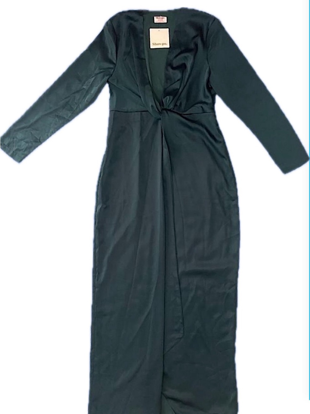 Forest Green Long Sleeve Twist-Front Maxi Dress